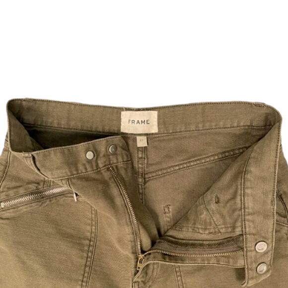 Frame Moto Zip Crop Pants in Washed Army | Size 24 - Picture 2 of 6